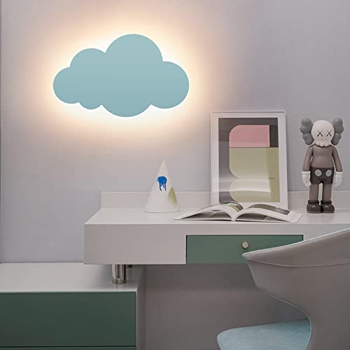 HORKEY - Lampada da parete a forma di nuvola, per interni ed esterni, lampada da parete a LED, lampada da parete per bambini, paralume in acrilico con luci LED integrate, colore caldo, blu - Image 7