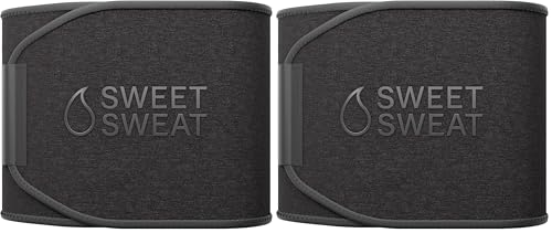 Image of Sports Research Sweet Sweat Waist Trimmer (Core Series) - Premium Sweat Enhancing Fitness Band for Women & Men - Adjustable Fit . Latex-Free Neoprene - Matte Black, Large (Pack of 2)