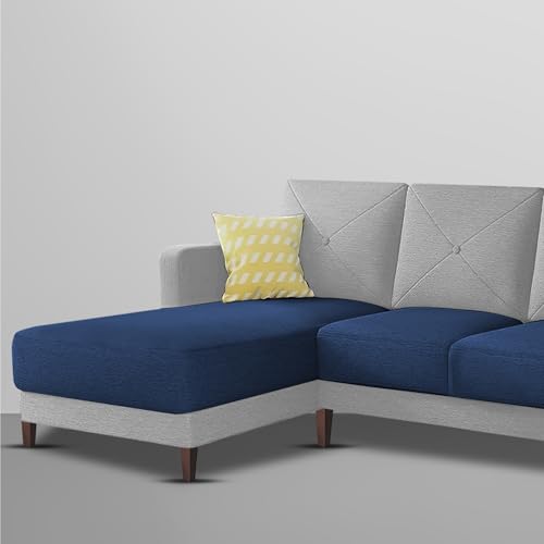 Image of Baloney LHS 6 Seater L Shape Sofa Set for Living Room (Blue Grey Fabric) Premium Fabric Sofa