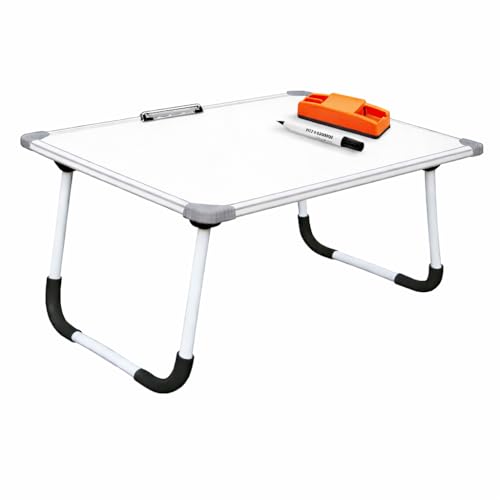Image of YAJNAS Writable Whiteboard & Laptop Table | Portable Study Desk & Lap Desk for Bed with Laptop Support | Foldable Lap Bed Table, Ideal for Home & Office Presentation - (15 x 23, White)
