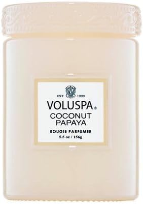 Voluspa Coconut Papaya, Small Candle Jar, 5.5 oz, 50 Hour Burn Time, Coconut Wax for Clean Burning, Handcrafted in The USA