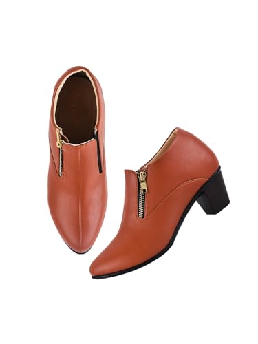 TRYME Latest and Stylish Stunning Block Heel Fashionable Ankle Boots with Zip look for Womens and Girls