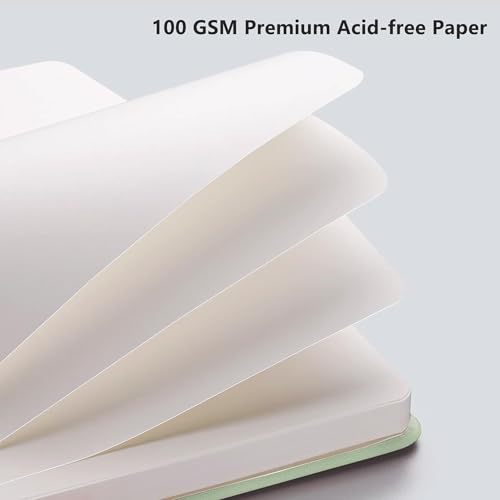 Image of RETTACY Blank Journal Notebook, 192 Pages, A5 Medium Size (5.7'' x 8.3'') | Leather Hardcover, 100 GSM Thick Paper, for Sketching, Drawing, Painting (Light Green)