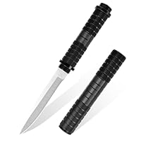 bhkz Outdoor Messer mit 5Cr13 Edelstahl Klinge – 11,5cm Fixed Blade für Camping & Bushcraft – Ergonomischer Aluminiumgriff mit passgenauer Aluminium-Scheide – Schwarz Edition