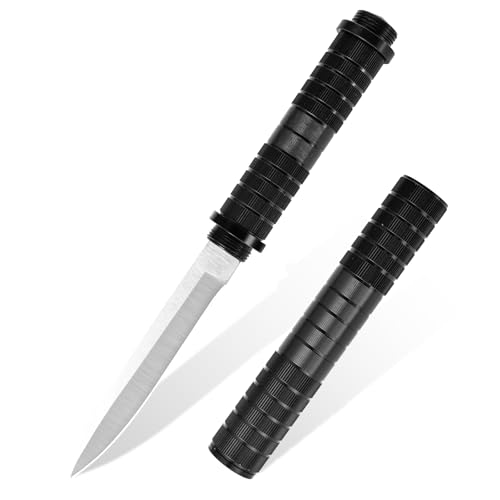 bhkz Outdoor Messer mit 5Cr13 Edelstahl Klinge – 11,5cm Fixed Blade für Camping & Bushcraft – Ergonomischer Aluminiumgriff mit passgenauer Aluminium-Scheide – Schwarz Edition