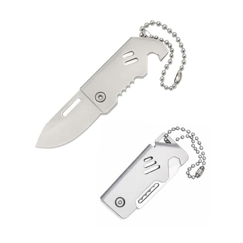 Générique Mini Couteau Pliant Porte-Clés EDC Multifonction – Mini Couteau de Poche en Acier Inoxydable – Léger, Compact, Coupe-Corde & Ouvre-Bouteille –...