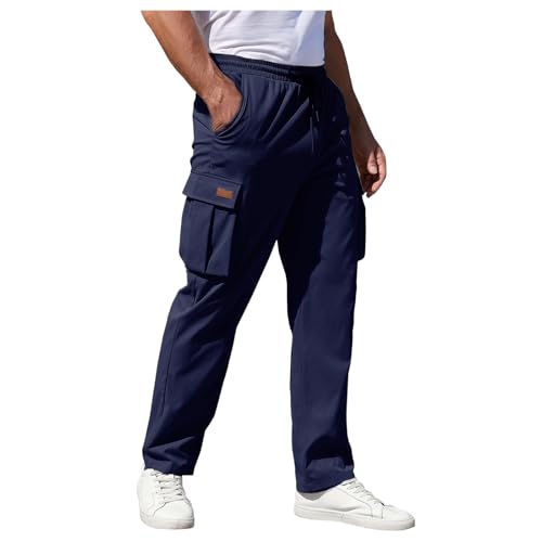 Pantalon de jogging droit ample pour homme avec cordon de serrage et poches retro