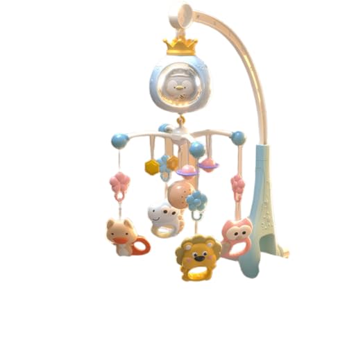 KDBT 【0-12歳対応】ベッドメリー ぶら下げ式赤ちゃんおもちゃ 360°回転オルゴール 音量調節付き 夜間授乳ライト付き 視覚発達促進知育玩具 簡単取り付け 出産祝いギフト (グリーン,充電式)