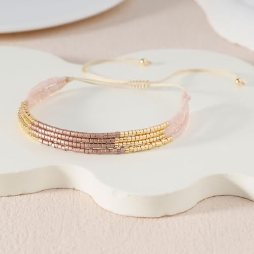 Image of KELITCH Layered Miyuki Beads Bracelets Adjustable Strand Bracelets Bangles Bohemian Style Summer