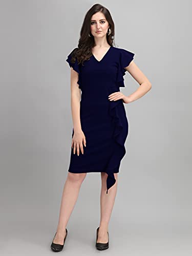 Image of Sheetal Associates Women's Short Sleeve V-Neck Bodycon Casual Mini Dress
