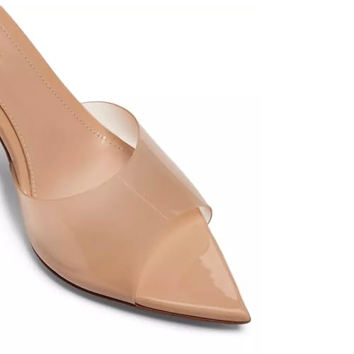 Stiletto Heels for Women Clear Pointed Open Toe Slide Sandals Fashion Sexy Slip On Transparent Strap High Heels Mules Summer Backless Party Wedding Prom Dress Shoes3