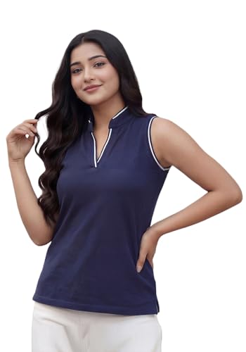 Image of Wear Your Opinion Mandarin Collar Sleeveless T Shirt for Women Top