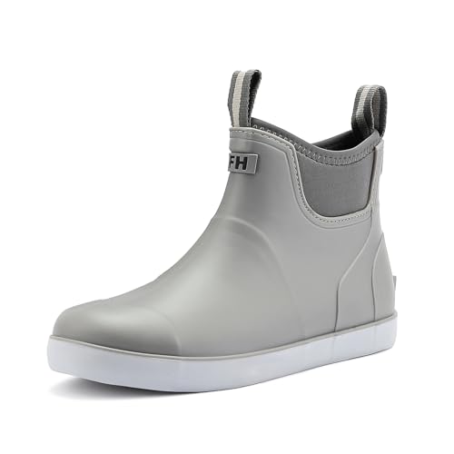 Men’s Deck Boots, Waterproof Ankle Rain Boots Men Anti-Slip Traction, Outdoor Rubber Fishing Garden Boots High-Performance Shoes for Farming