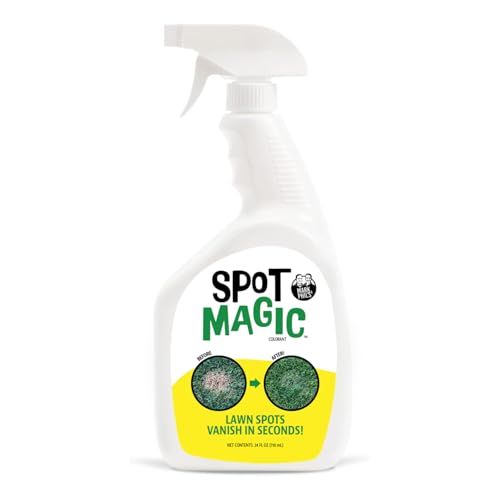 Spot Magic by Mark & Phils - Green Instant Lawn Grass Colorant Spray 24oz - Non-Toxic Pet & Kid Safe - Long-Lasting Results for Concealing Brown & Pet-Damaged Grass Areas