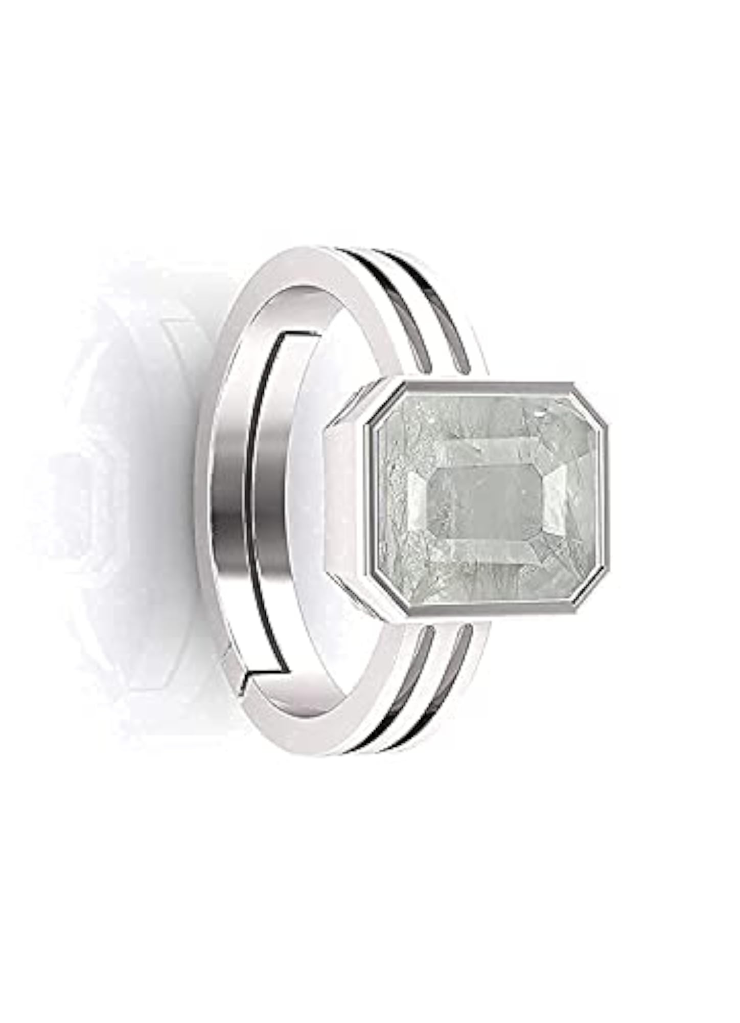 Unisex Silver Ring with Natural White Sapphire Stone