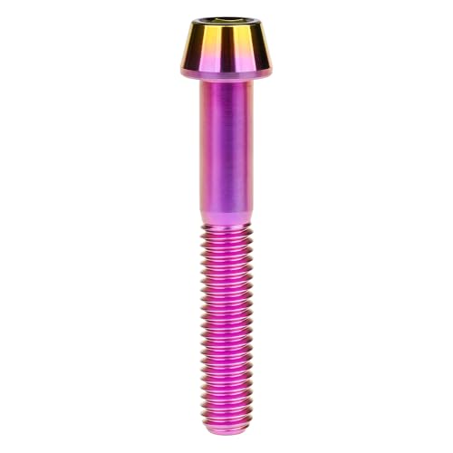 Image of Titanium Ti Bolt M5x9 16 18 20 25 30 35 40 45 50 55 60mm Tapered Head Screws Pack of 4 (M5x40mm, Purple Gold)