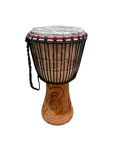 AMI 9-Inch Ghanaian Djembe Drum with Hand Carvings