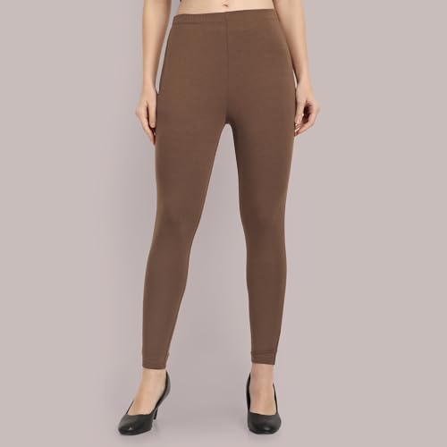 Image of ONE SKY Women Ankle Length Leggings | Premium Cotton Modal Spandex Blend | High Waist Stretchable & Bio-Washed Fabric | Colour-Lock | Ethnic Leggings for Women