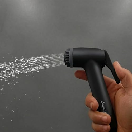 Image of Acetap Plastic Black Polished Handheld Bidet Sprayer - Durable High-Pressure Plastic Hygiene Spray with Smooth Trigger & Leak-Proof Design
