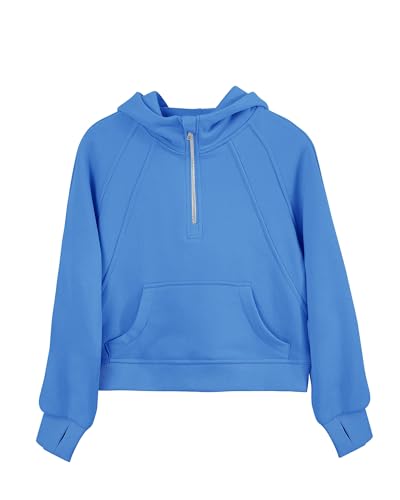 Girls' Hoodies Sweatshirts Half Zipper Pullover Crop Tops for Teen Girls Long Sleeve Sweater Thumb Hole - Image 4