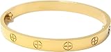 Soleil Collections Luxury Gold-Plated Stainless Steel Simple Style Love Bangle Bracelet for Women Men (Gold in size 16)
