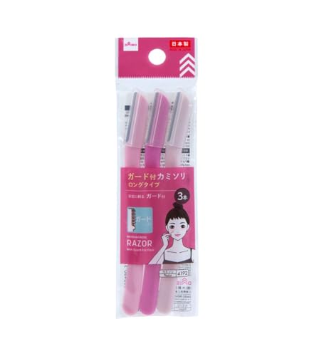 Daiso Facial Razor With Guard Pink (3 Pcs) | Safe & Gentle Hair Removal Tool for Women