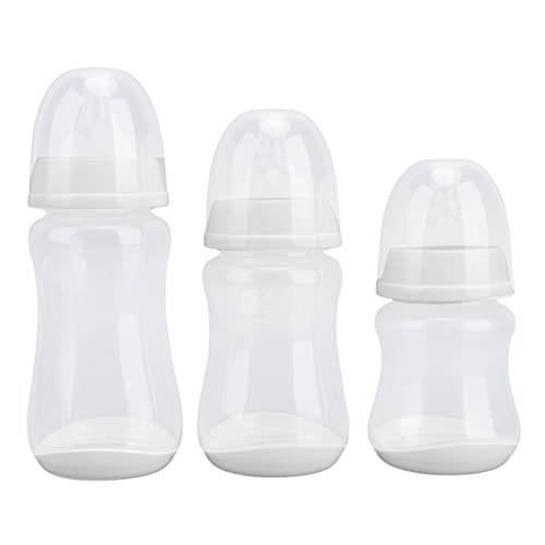 3 Biberones para Recién Nacidos, Biberones de Leche para Niños Pequeños con Pezón de Respuesta Natural, Biberón de Silicona PP Suave Y Seguro para Recién Nacidos, 180 240 300 Ml(Blanco)