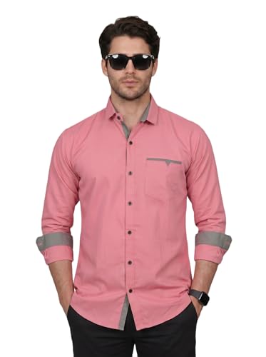 Image of Diverse Men's Cotton Blend Shirt with Pocket Design Spread Collar Full Sleeves Regular Fit and Standard Length | Comfortable Cotton Casual Shirt for Man