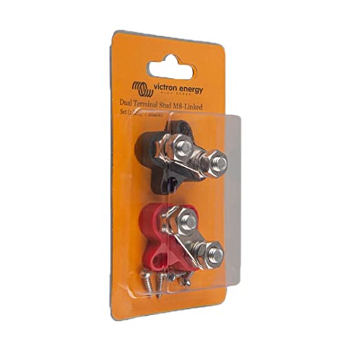 Victron Energy Dual Terminal Stud M8-linked Set (1 red/1 black), Multi-coloured, STANDARD - Image 2