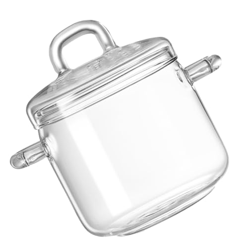 TOGEVAL Olla de Vidrio para Cocinar con Tapa Hermética Resistente al Calor para Estofados Sopas y Pasta para Cocinas Pequeñas y Uso Exterior