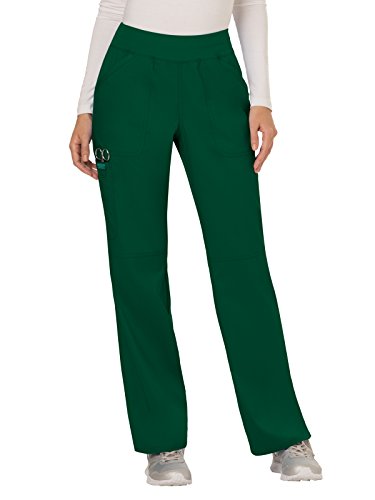 CHEROKEE Women's Mid Rise Straight Leg Pull-on Pant, Hunter Green, Small