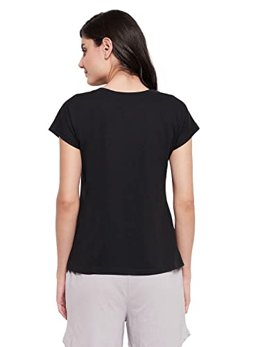Image of Clovia Women's Cotton Chic Basic Short Sleeves Regular Fit Top