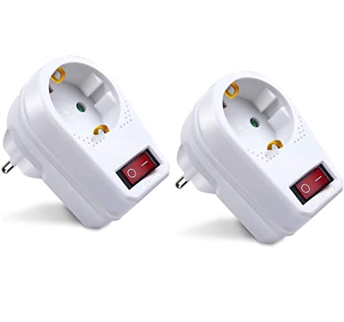 EXTRASTAR Adaptador con Interruptor y Enchufes Schuko Protección Infantil Retardante de Llama 3680W