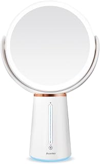 Auxmir Makeup Mirror with Light, 1X / 10X Double-sided Magnifying Mirror, 360° Rotating Rechargeable LED Mirror with 10 Brightness for Makeup, Shaving, Dressing Table, Vanity Desk, White