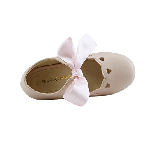 Lace Bow Tie Girl's Dress Dance Shoes with Pumps Pink Black or White (11, Pink)