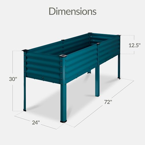 Image of Best Choice Products 72x24x30in Non Toxic Galvanized Raised Garden Bed, Metal Elevated Planter Box, Vegetable Garden, 100% Non Toxic Material - Peacock Blue