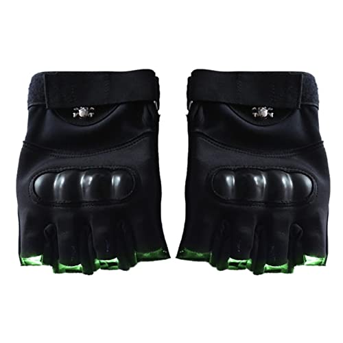 BICHONG 1 Paire Creative LED Laser Gants Moto Cyclisme Sports de Plein air Pêche Demi-Doigt Mitaines-Vert