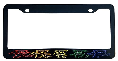 Holder for License Plate License Plate Holder for Grateful Dead Dancing Bears Glossy Black License Plate Frame Holder for Car License Plate Model-GS-365