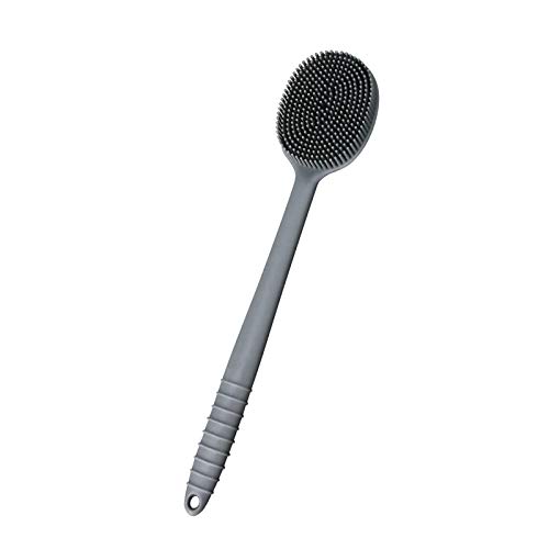 Ultra-Soft Silicone Back Scrubber Shower and Face Scrubbers, Bath Body Brush with a Moderate Length Handle, BPA-Free, Non-Slip (Gray)
