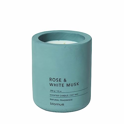 Blomus Fraga - Vela aromática (Rose & White Musk, Natural Fragance, L, cera de soja en hormigón)