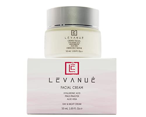 LEVANUE Crema Hidratante Facial Mujer - Antiarrugas Mujer con Acido Hialuronico, Vitamina C y Aloe Vera - Tratamiento Antiedad con Extracto de Corteza de Pino Maritimo Frances - 50ml