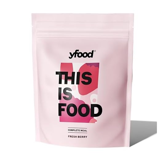 yfood Pulver Fresh Berry, Leckere Trinkmahlzeit für unterwegs, THIS IS FOOD Pulver, 25g Protein, 17 Mahlzeiten, 26 Vitamine und Mineralstoffe, 1,0 kg Beutel, Geschmack: Beere