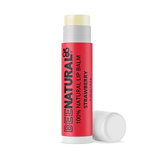 Bee Natural - Bálsamo labial hidratante 100% natural, sabor a fresa, 0.5 onzas