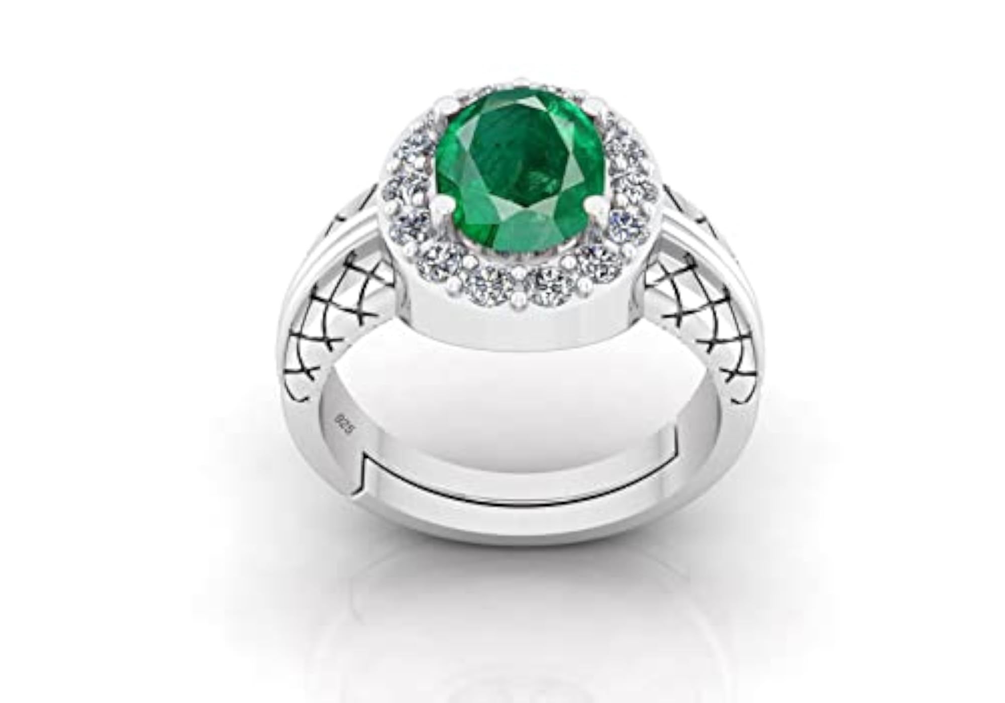 Certified Emerald Green Adjustable Ring, 6.00 Ratti