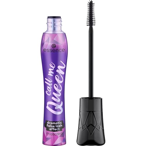 essence call me Queen dramatic false lash effect mascara, nero, volumizzante, definitivo, allungante, vegano, senza particelle di microplastica, senza nanoparticelle, senza profumo, confezione da 1