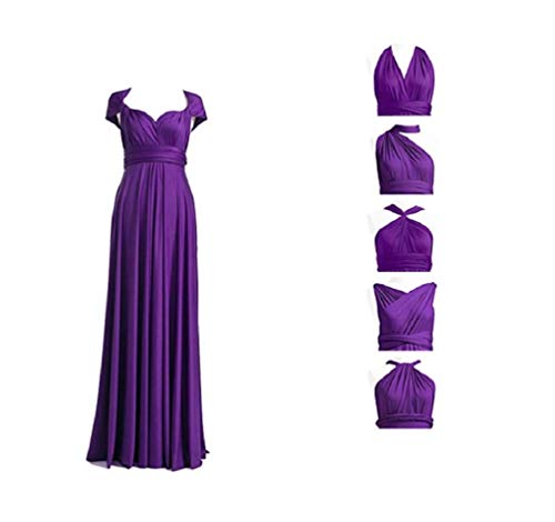 Infinity Kleid inklusive Bandeau Top Brautjungfernkleid Gr. 34-42 LILA Wickelkleid lang, 70 Verschiedene Wickelarten Brautkleid, Abendkleid Kleid lang Maxikleid (Violett), 1 (34-42)