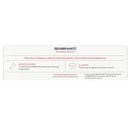 REMBRANDT Intense Stain Whitening Toothpaste With Fluoride, Removes Tough Stains, Rehardens And Strengthens Enamel, Mint Flavor, 3.5 Ounce (Pack of 12) - Thumbnail 3