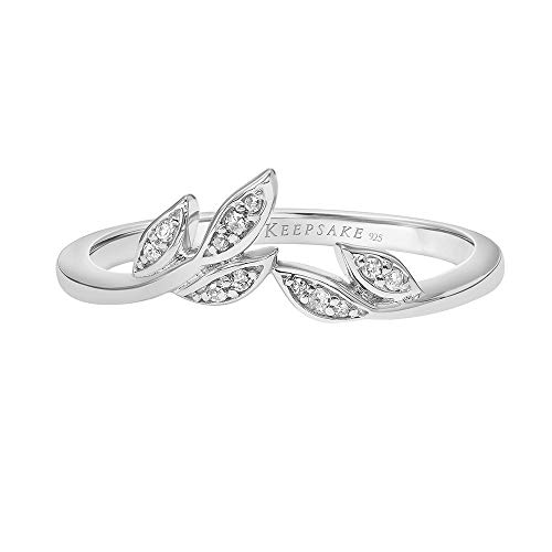 Keepsake Stackable Diamond Floral Leaf Wedding Ring for Women; Anniversary or Promise Ring in 10K White or Yellow Gold, 925 Sterling Silver or 18K Yellow Gold Vermeil2