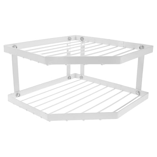 Artibetter Estante Esquinero de Cocina Metálico Doble Capa 34X12 CM para Encimera Organizador de Esquina para Ollas y Sartenes Soporte Compacto para Almacenamiento y Ahorro de