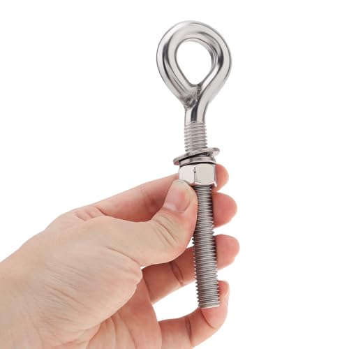 Image of 2Pcs M12 Eye Bolt with Nut and Washers, 1 /2 inch x 3.5 inch Long Shank Threaded Rod Round Hook Eyelet Bolt Screw, 5.6 inch Total Length Shoulder Lifting Ring Threaded Eyebolts